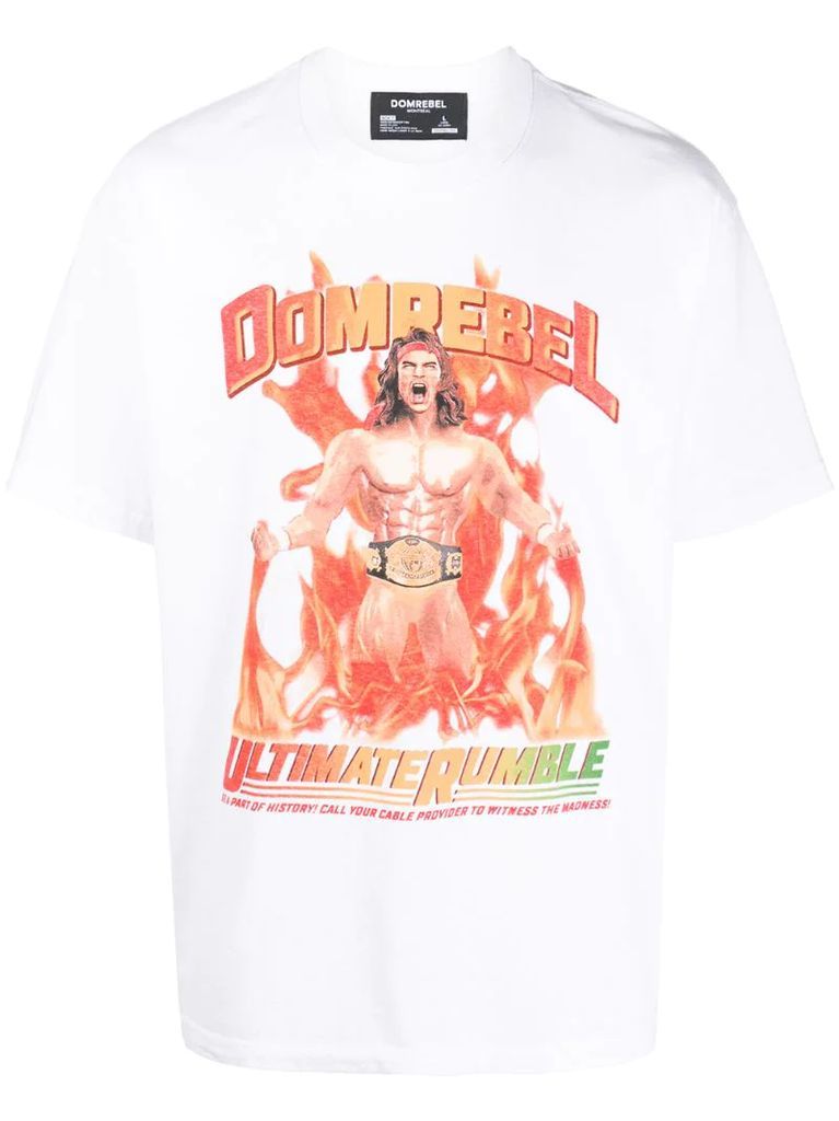 short sleeve wrestler print T-shirt