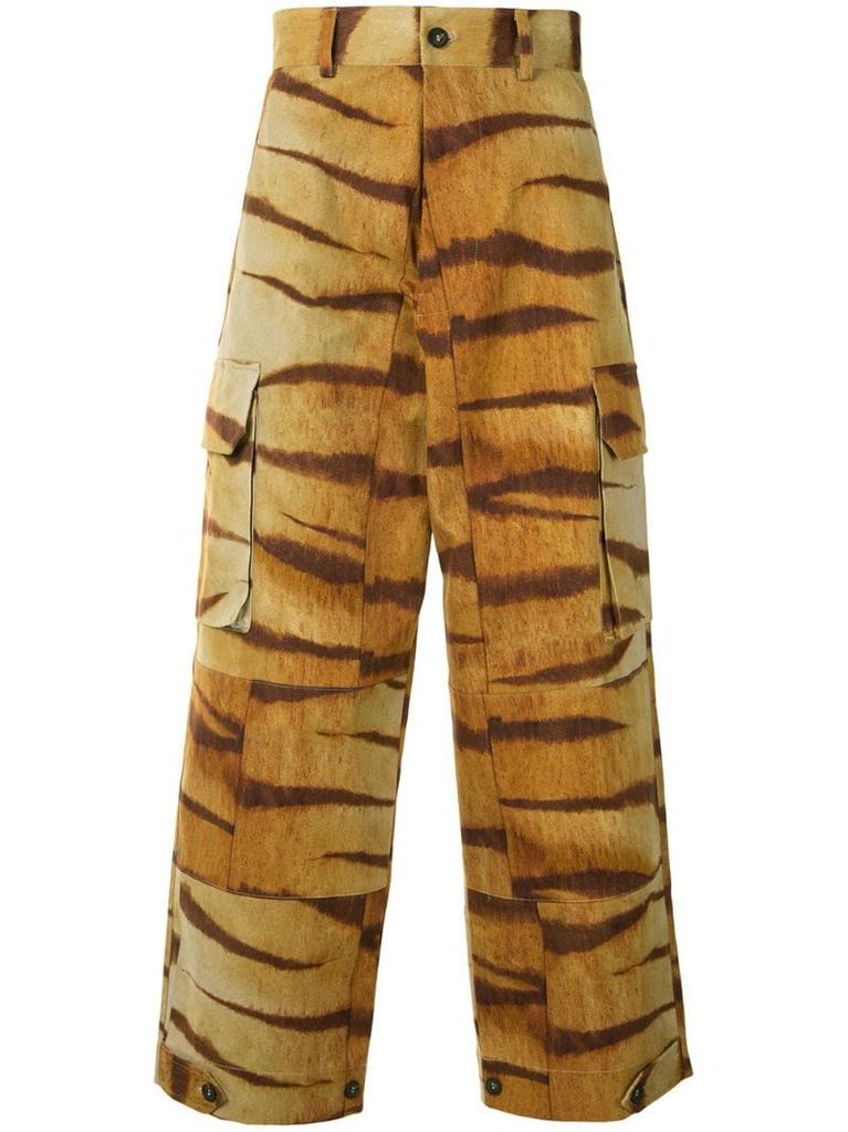 tiger print wide trousers