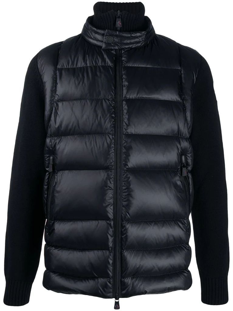 quilted panel high-neck jacket