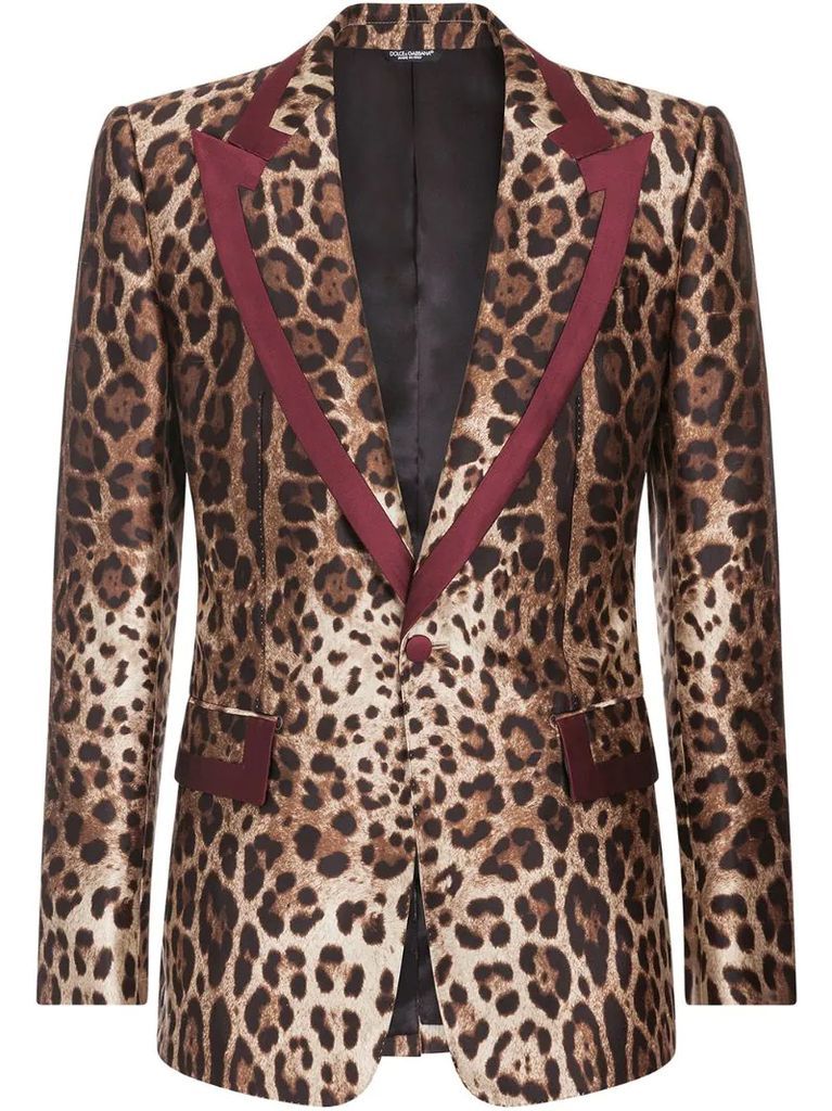 leopard print single-breasted blazer