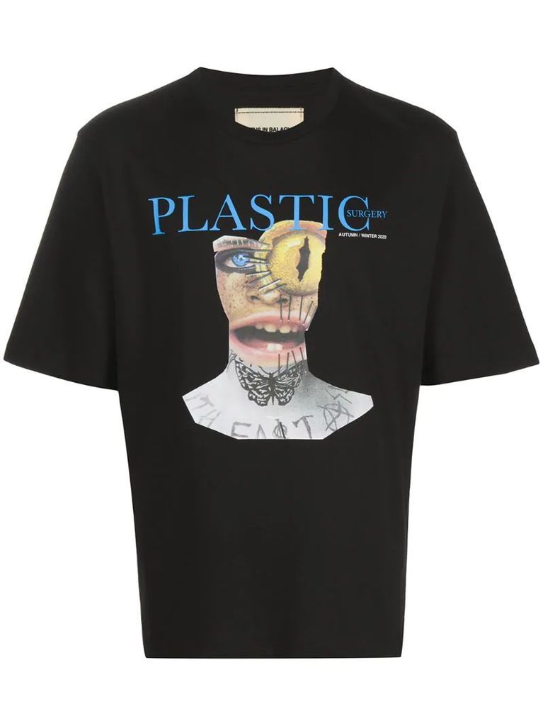 Plastic-print cotton T-shirt