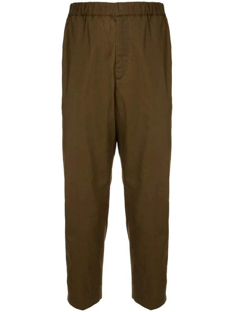 elasticated flat front trousers