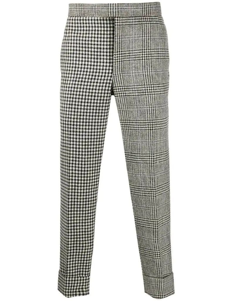 mixed check wool trousers