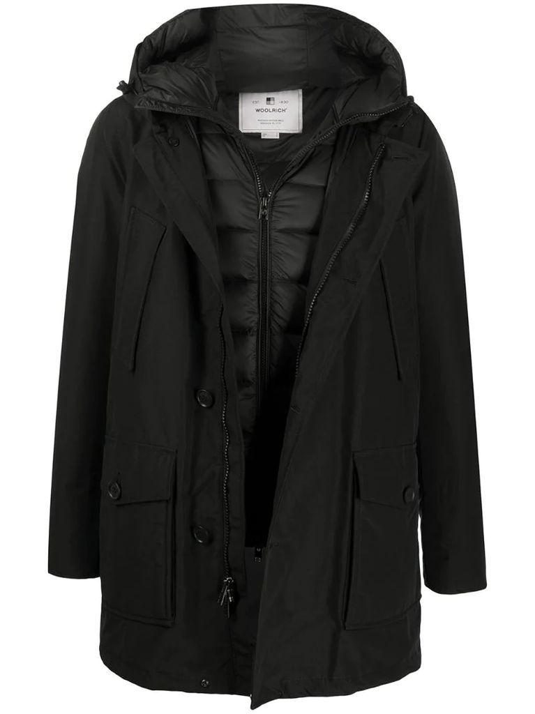 two-layer hooded coat