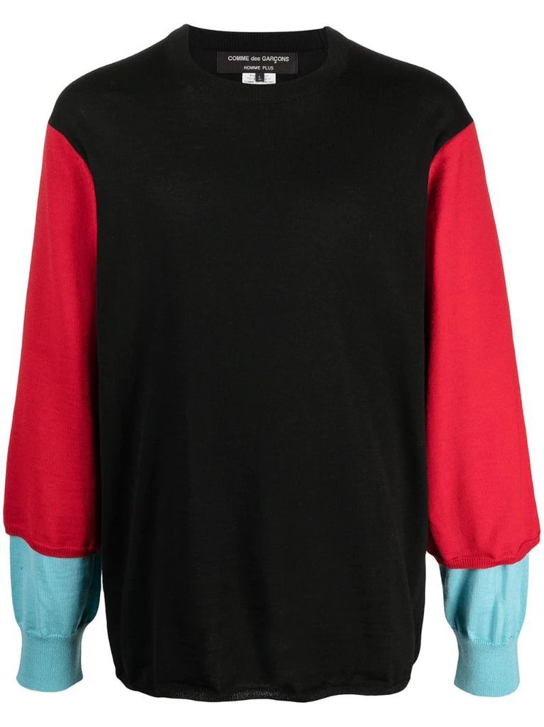 colour-block wool jumper