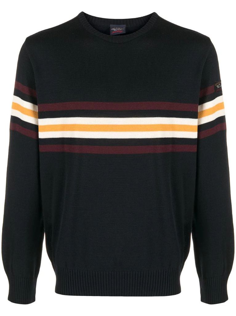 horizontal stripe fine knit jumper