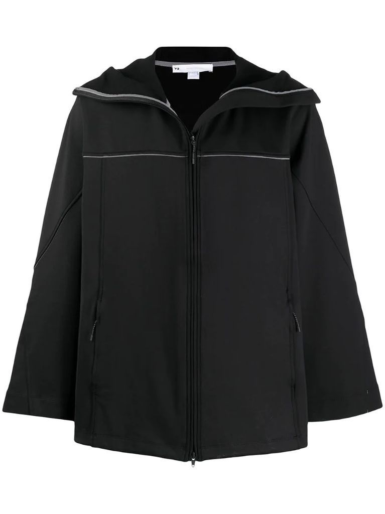 contrast piping hooded jacket
