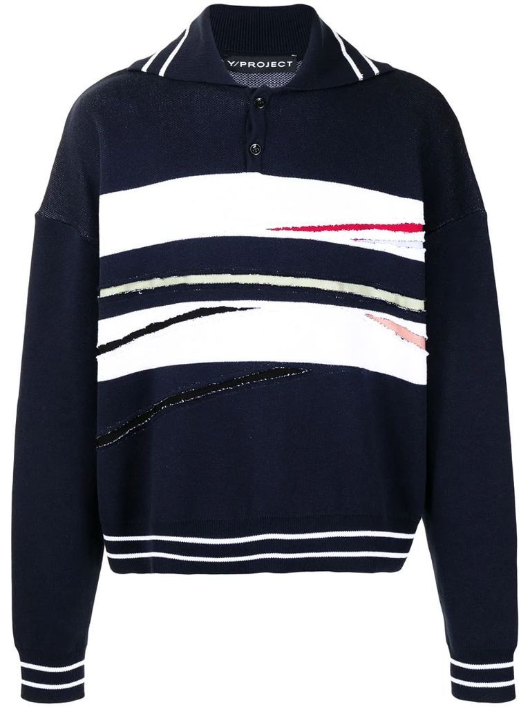 striped button-front jumper