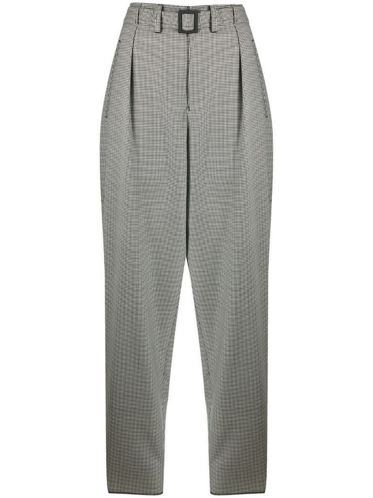 houndstooth-print tapered trousers