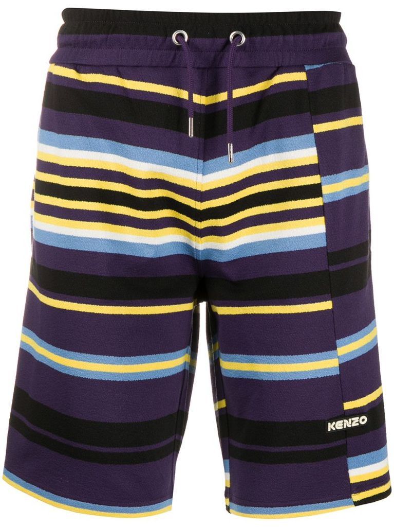 striped logo track shorts