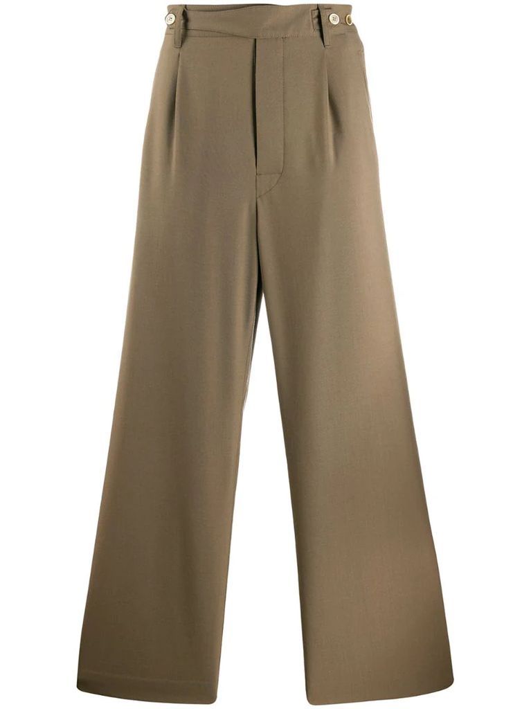 darted wide-leg trousers