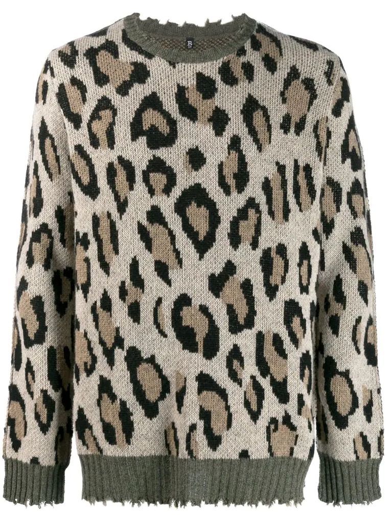leopard print chewed sweater
