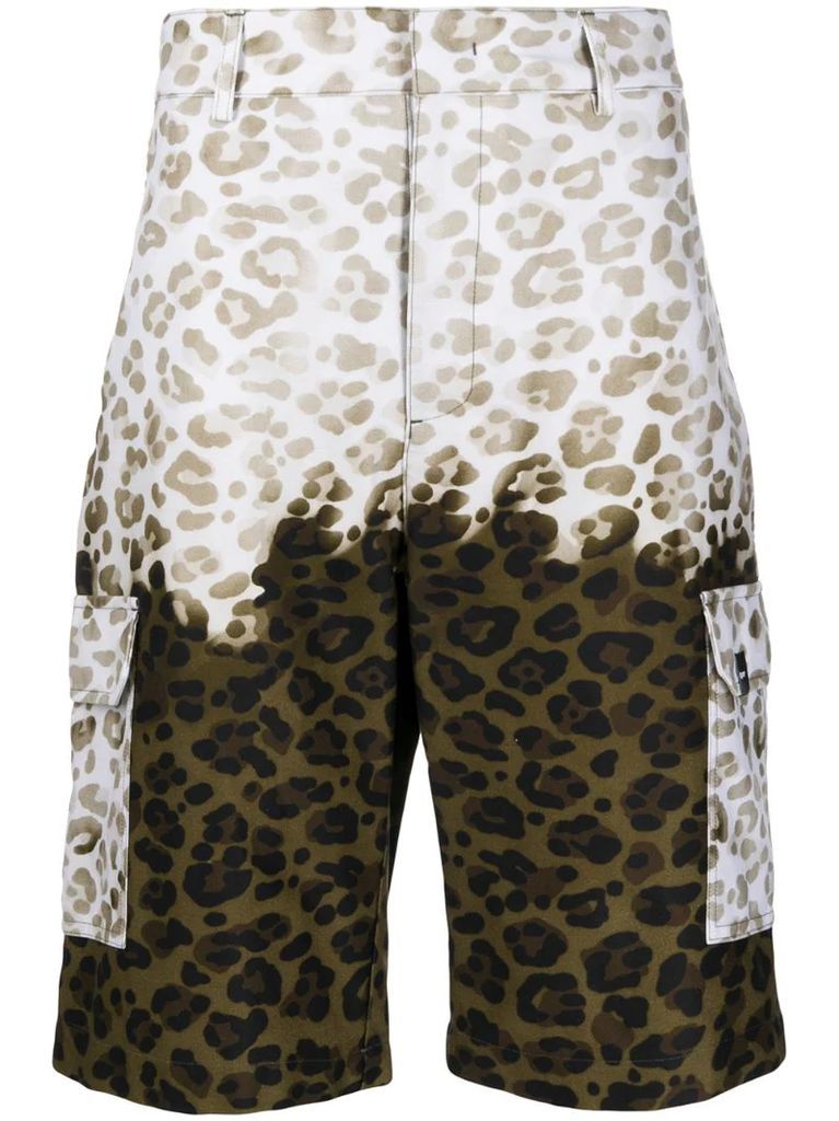 leopard-print cargo shorts
