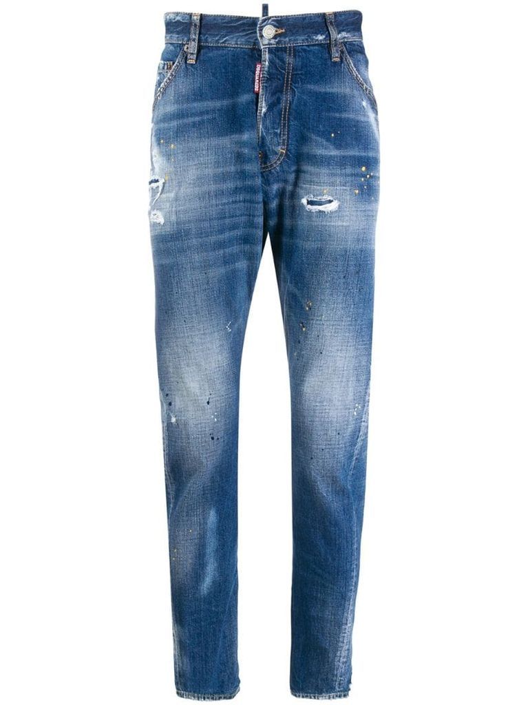 stained-effect straight jeans