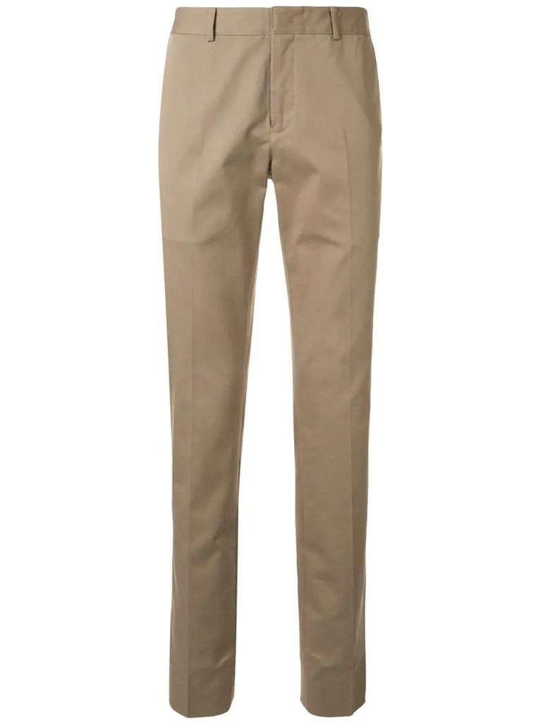 front pleated slim-fit chino trousers