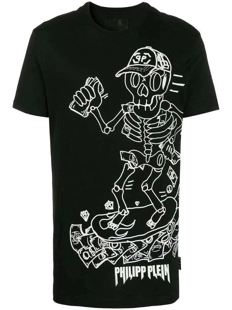 graphic skeleton print t-shirt