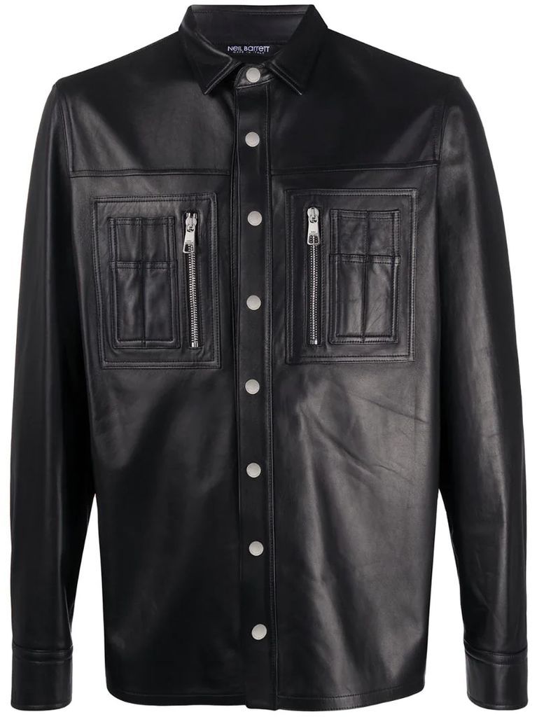 leather panelled shirt jacket