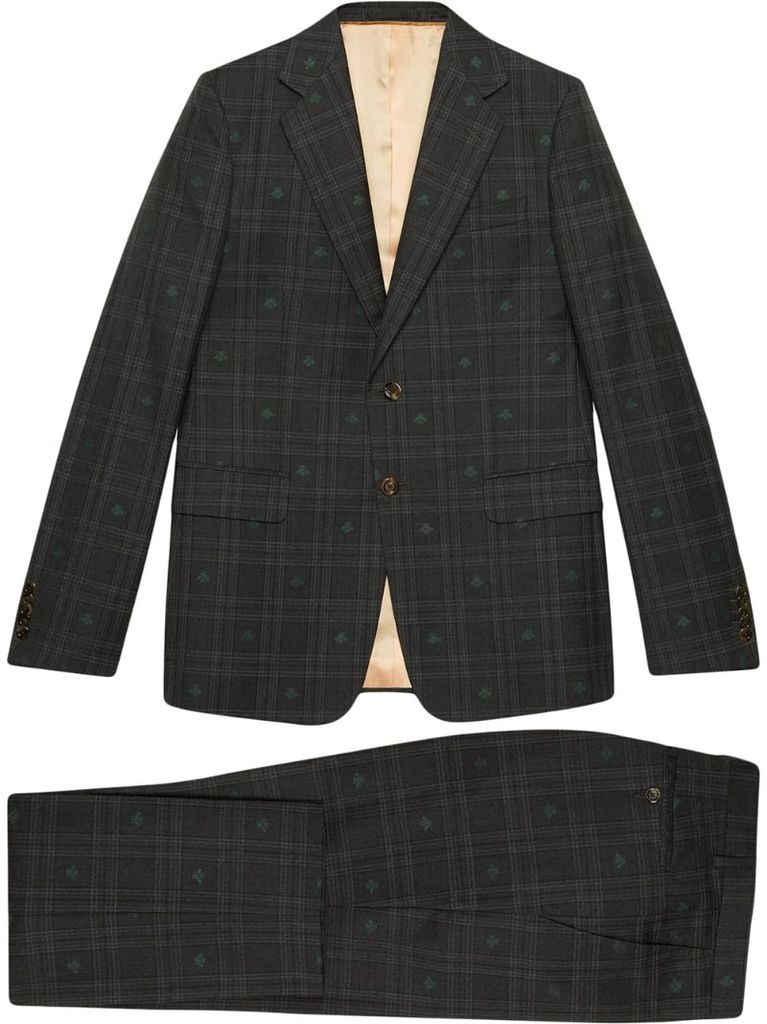 checked bee embroidered London suit