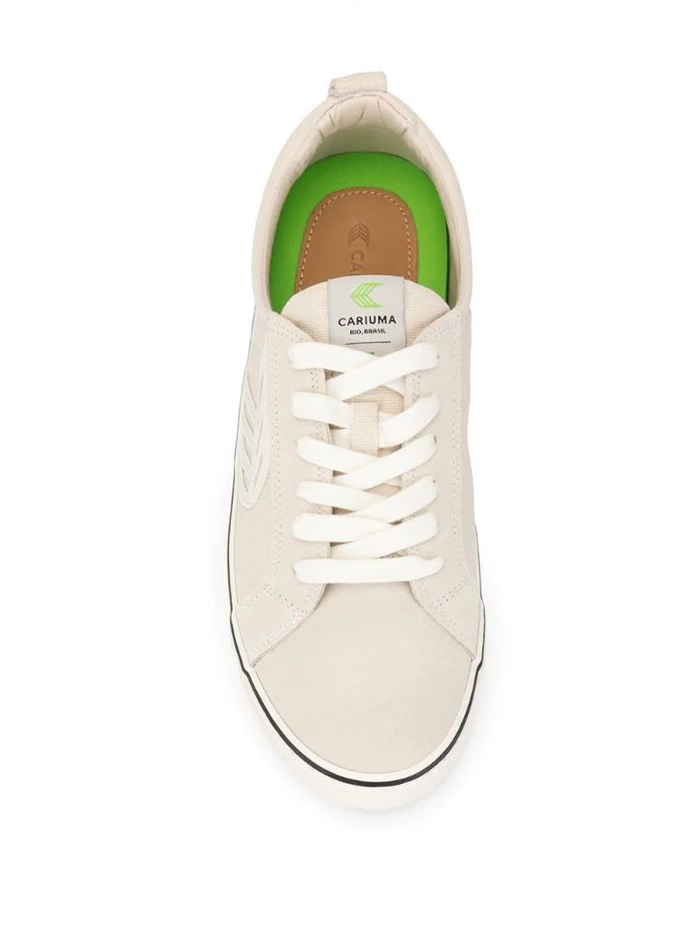 CATIBA Low Stripe Vintage White Suede and Canvas Sneaker