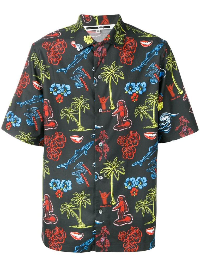 Hawaii print short-sleeve shirt