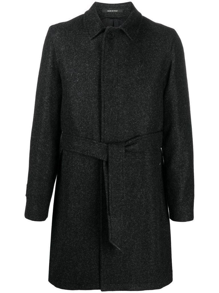 virgin wool belted coat