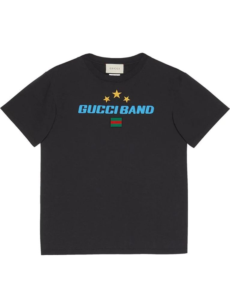 Band print oversize T-shirt