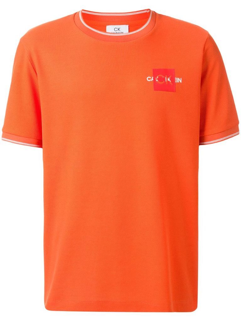 mesh style logo print T-shirt