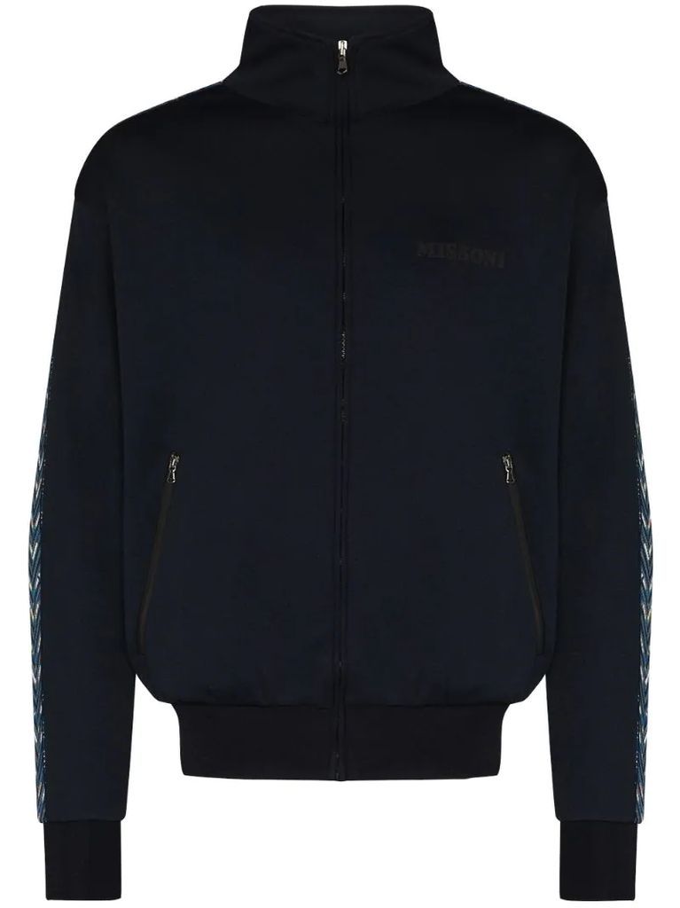 side panelled zip-up sweatshirt