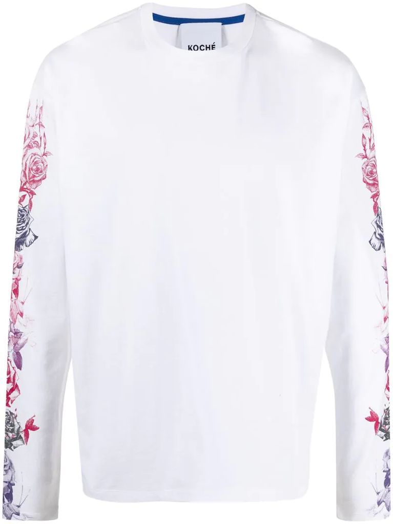 floral printed sleeves sweatshirt