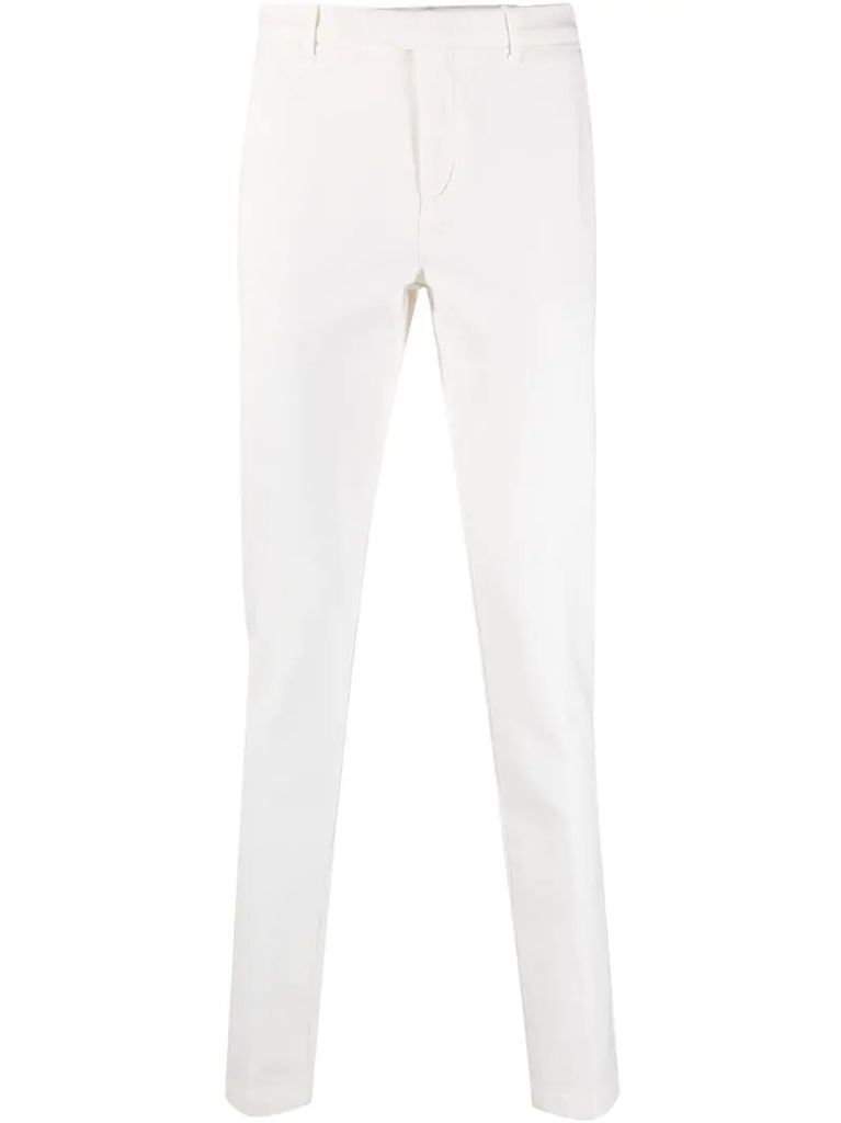 straight cotton-blend trousers