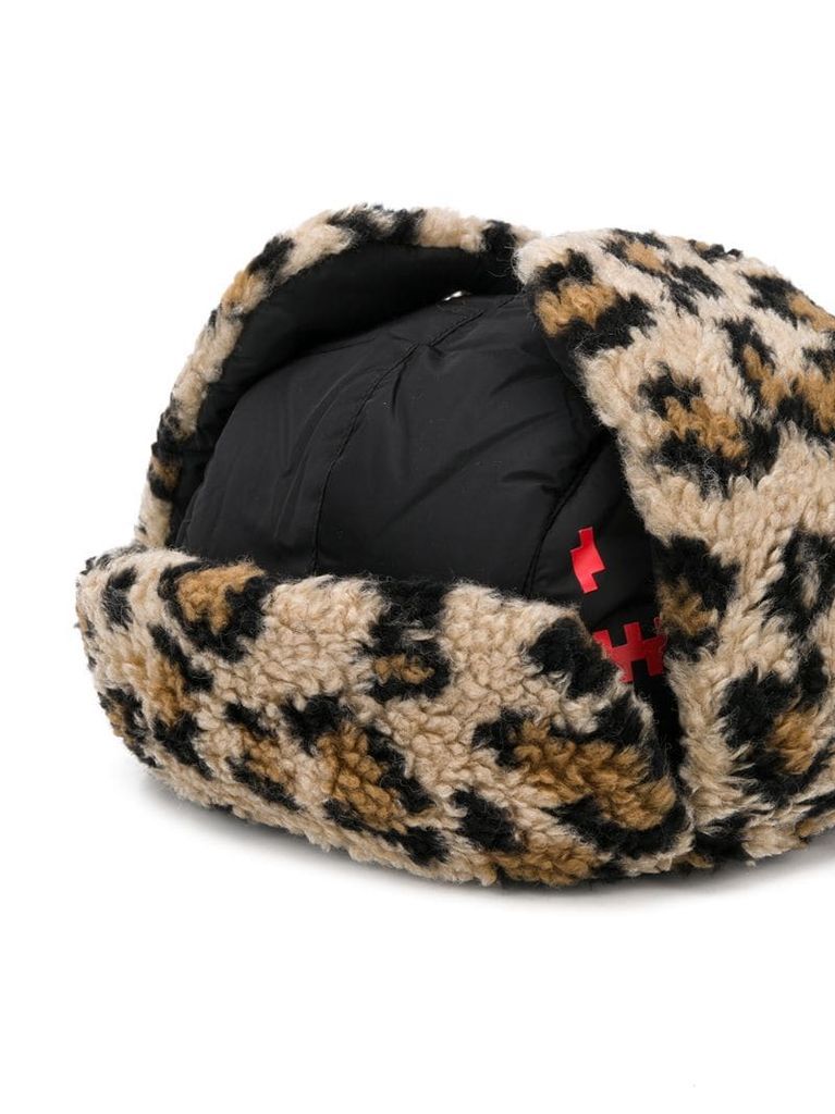 cheetah pattern faux-fur trapper hat