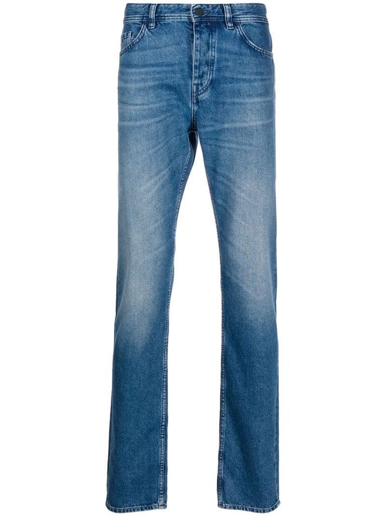 light-wash straight leg jeans