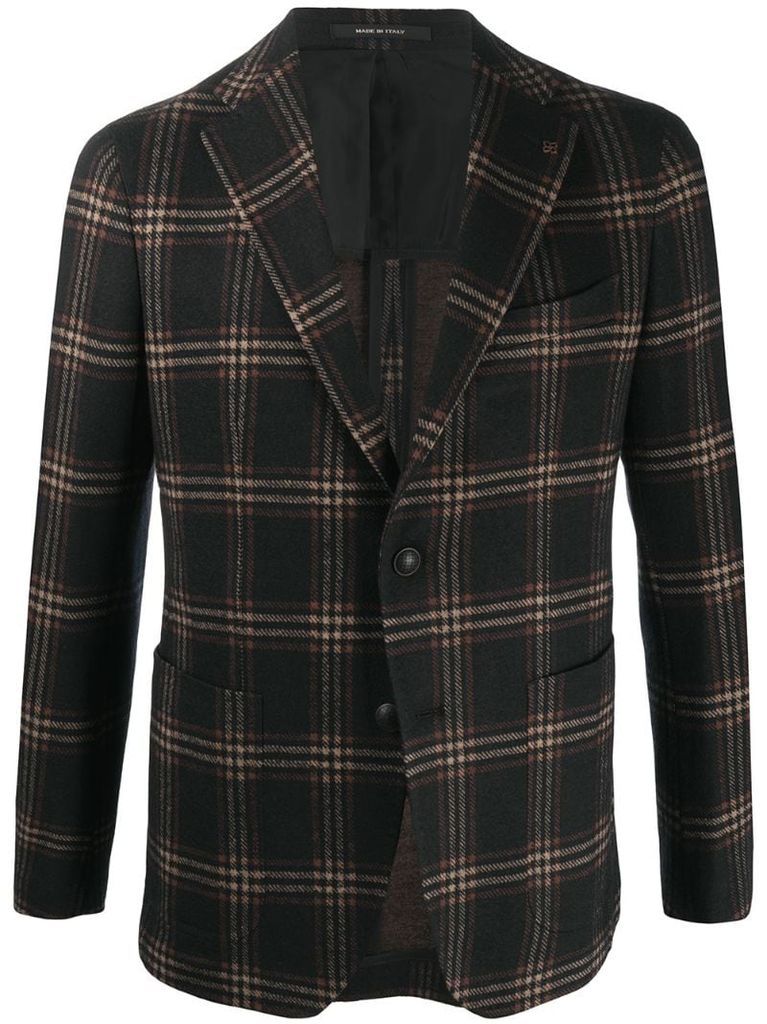 checked single-breasted blazer