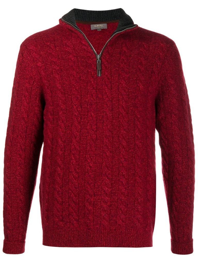 cable-knit zipped jumper