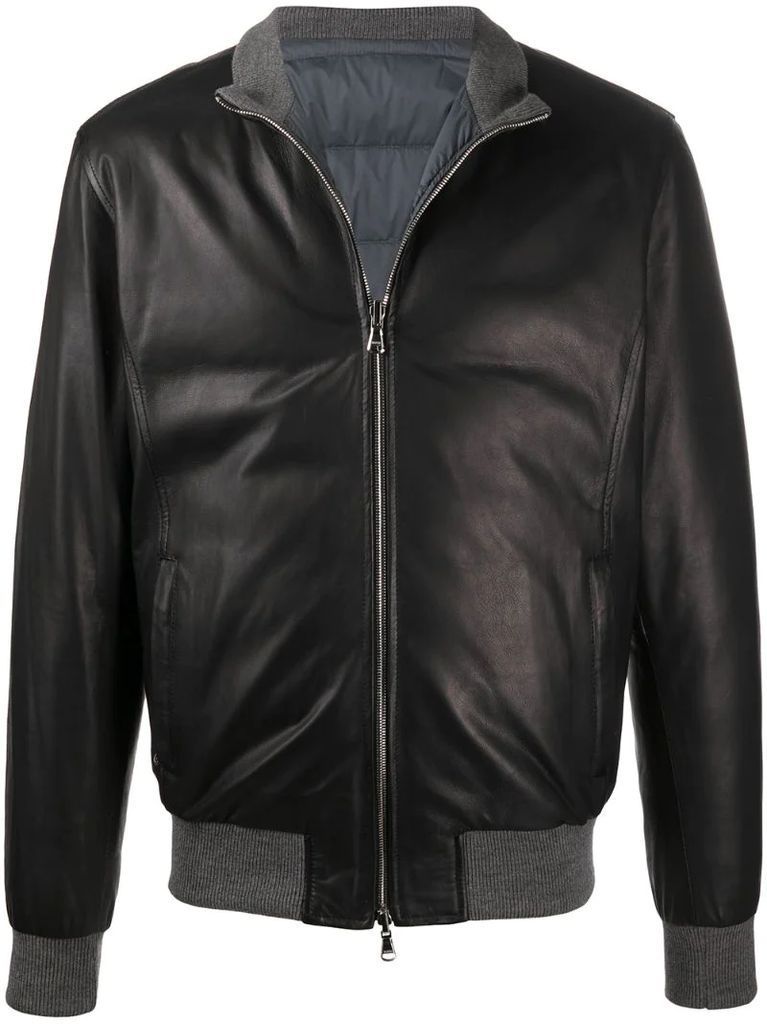 reversible padded leather jacket