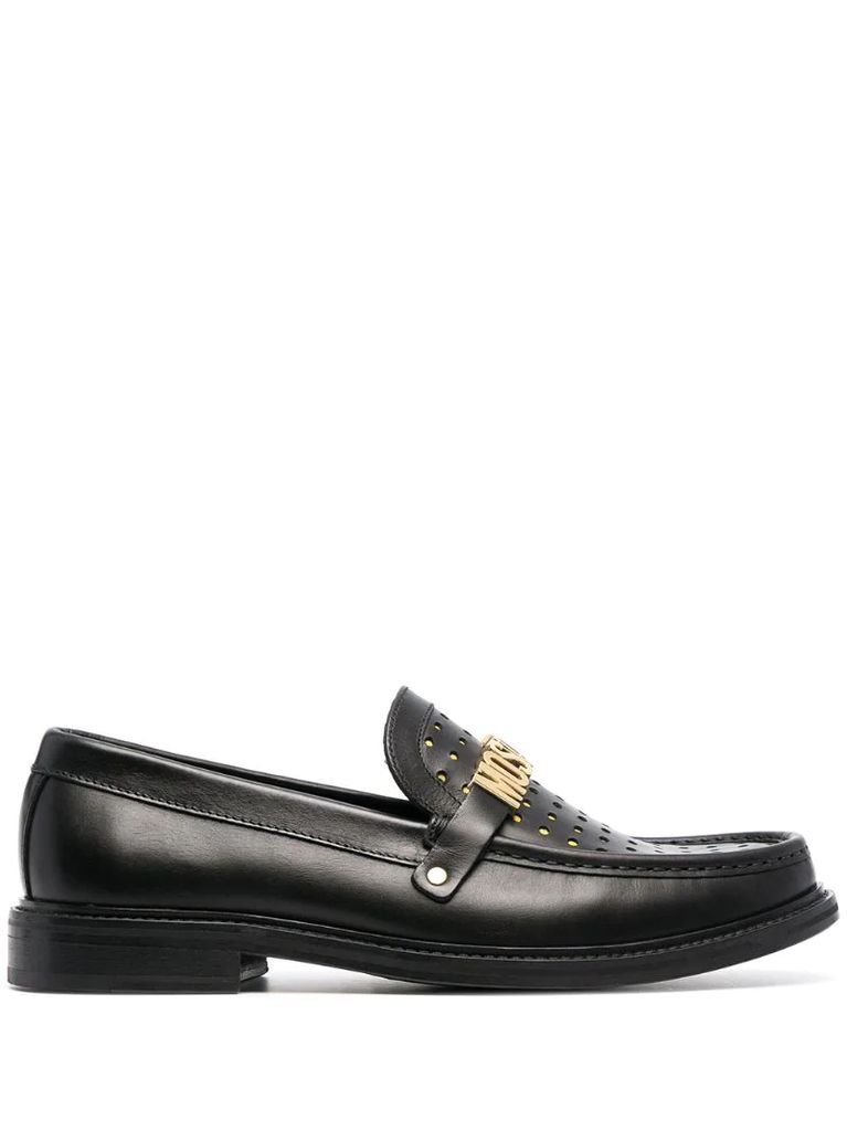logo plaque perforated loafers