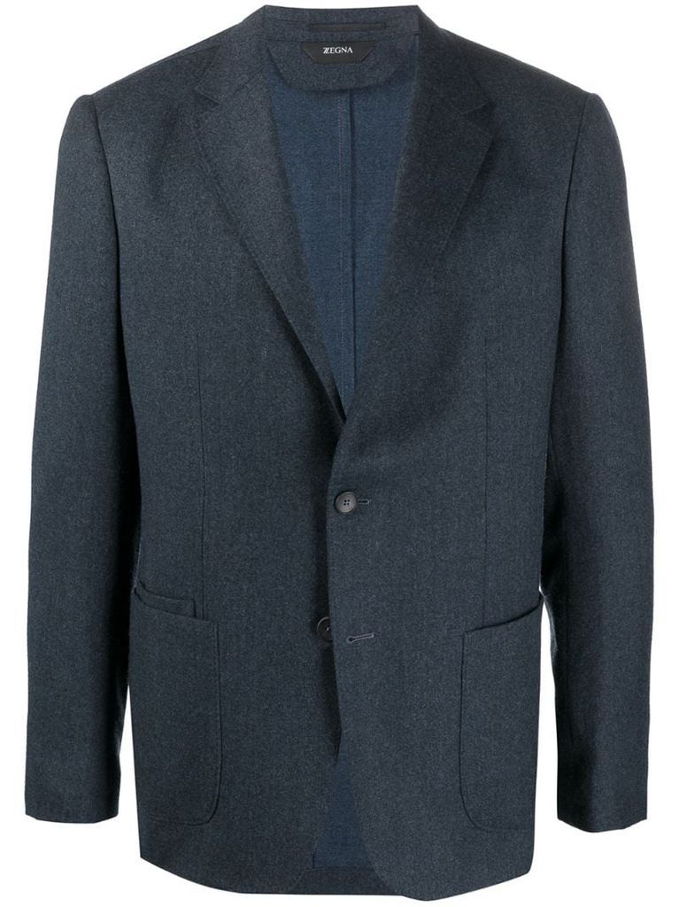 button-front wool blazer