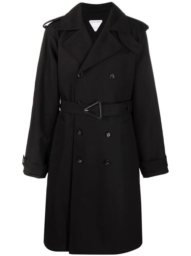 double-breasted mid-length coat