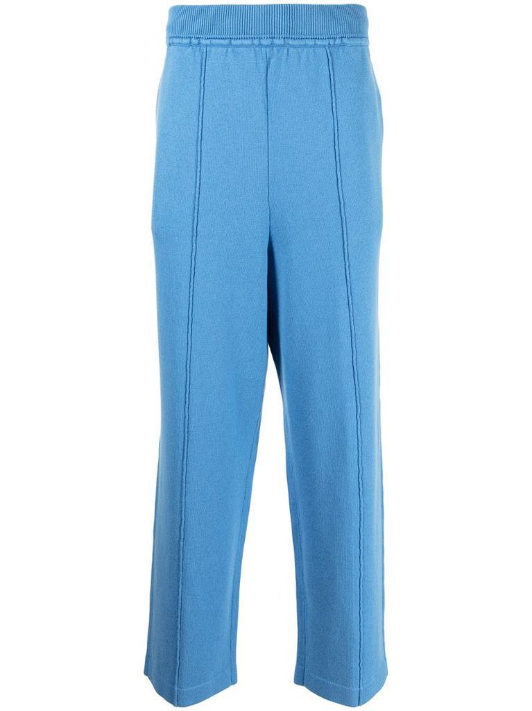 elasticated-waist cotton-silk trousers