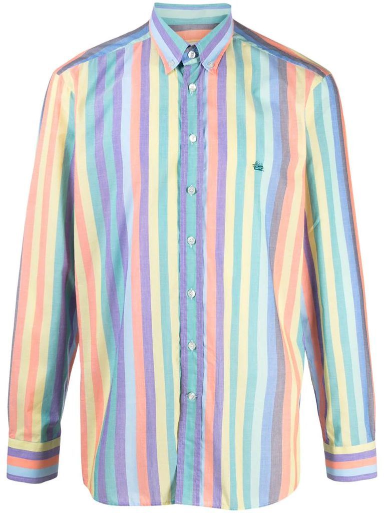 stripe-print button-down shirt