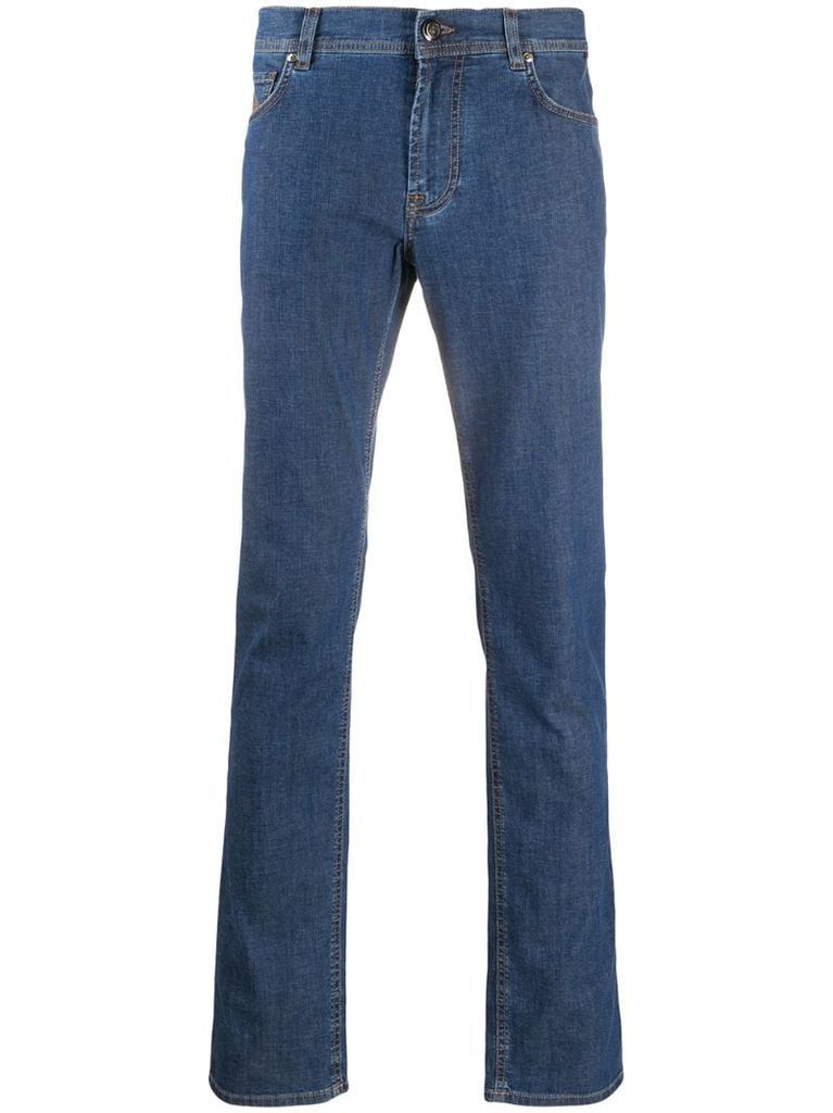 contrast stitch straight-leg jeans