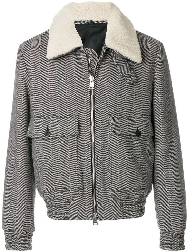 Shearling Collar Zipped Jacket