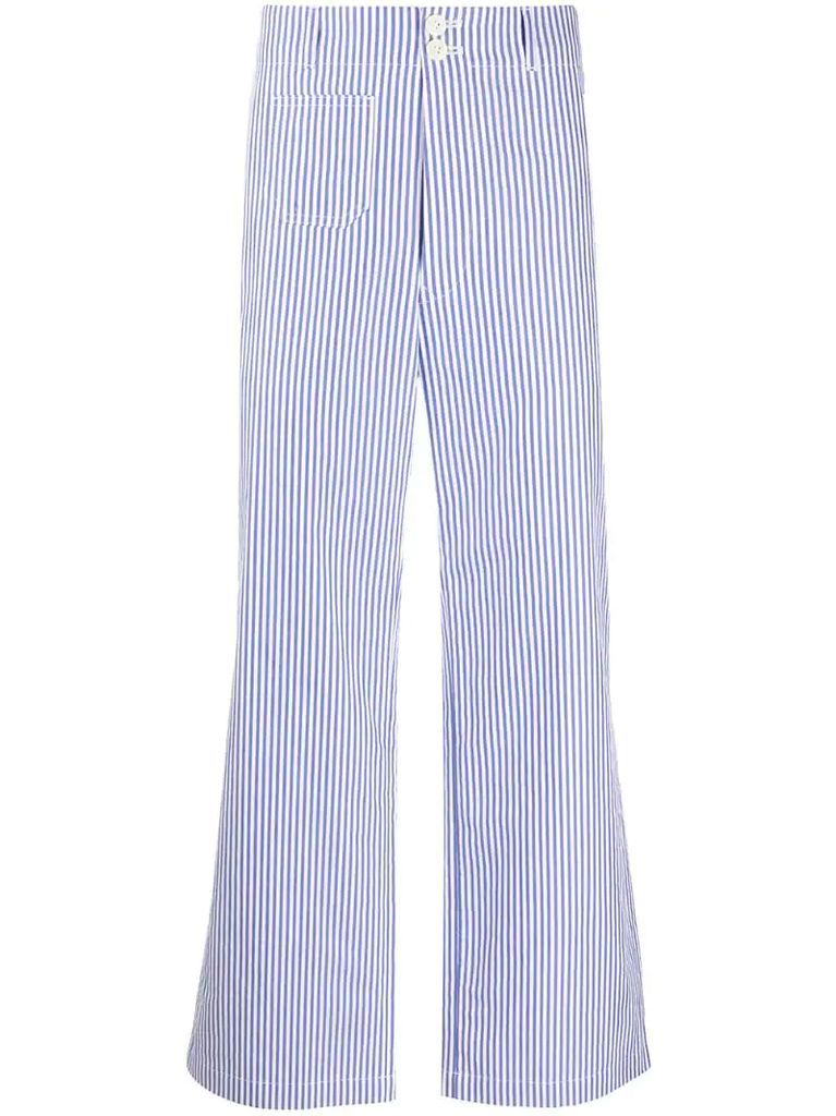 wide leg striped print trousers