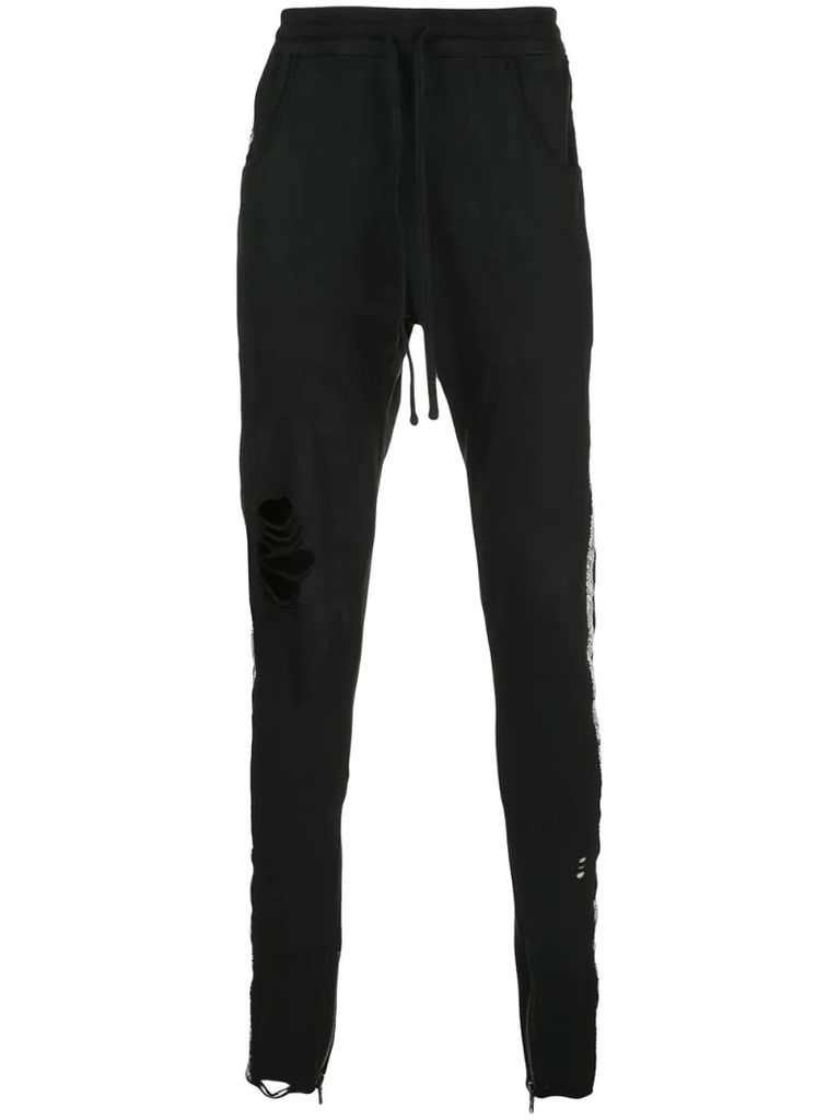 distressed track trousers