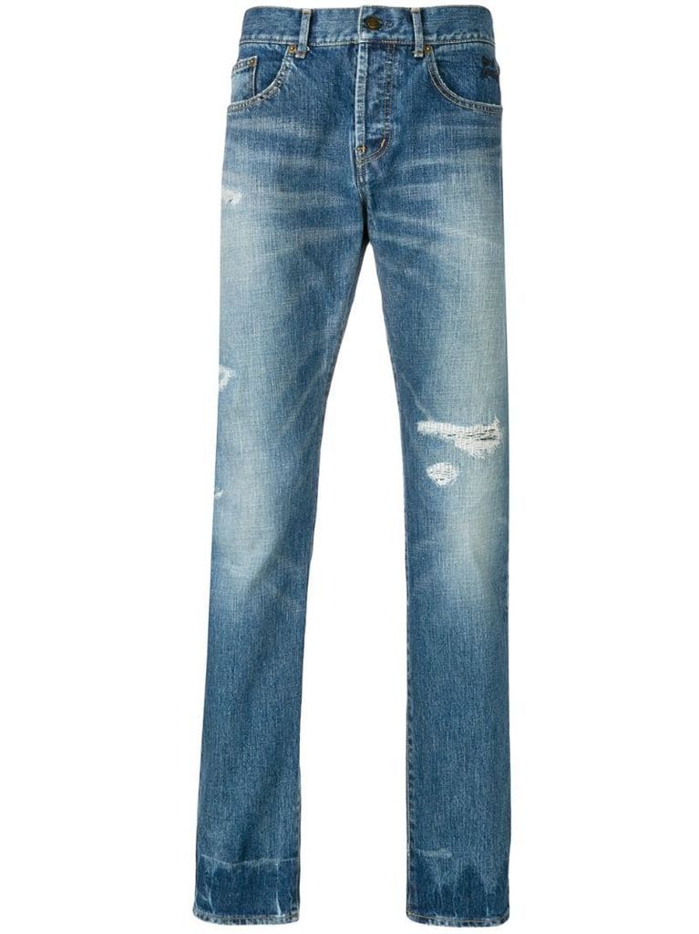 faded denim jeans