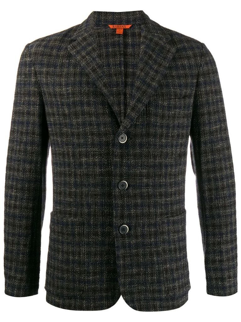 checkered knit blazer