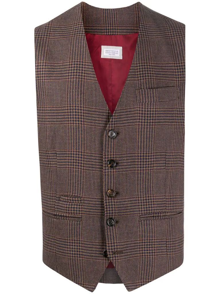 checked tailored waistcoat