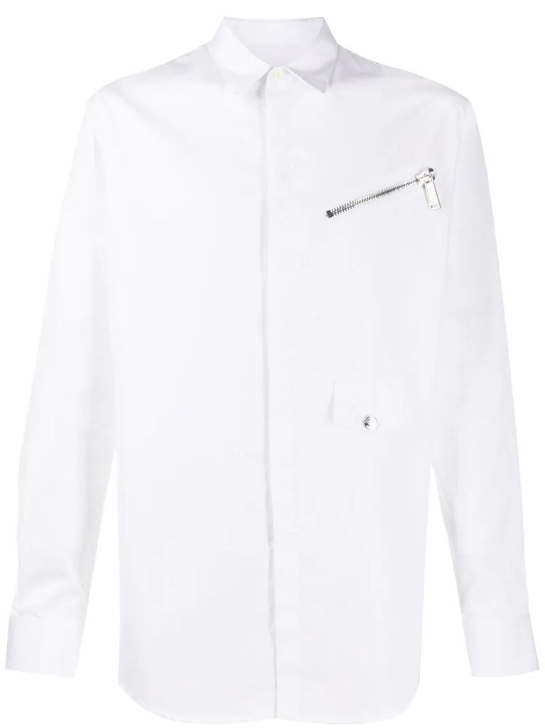 zip-detail fitted shirt