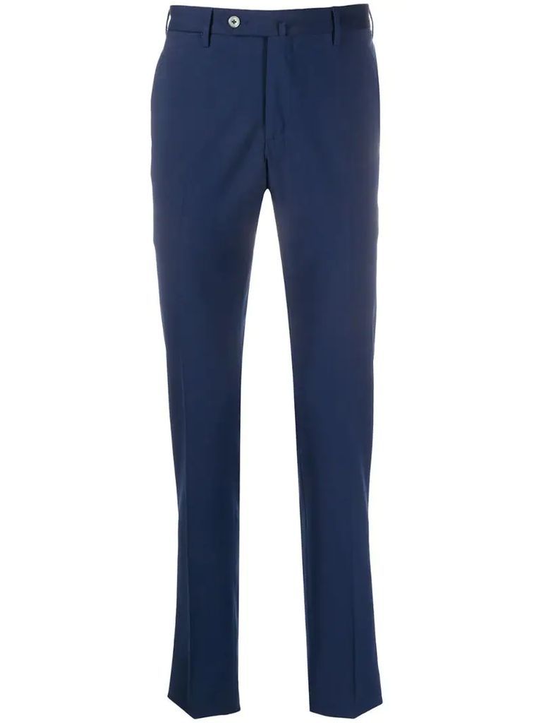 pleated detail slim fit tailored trousers