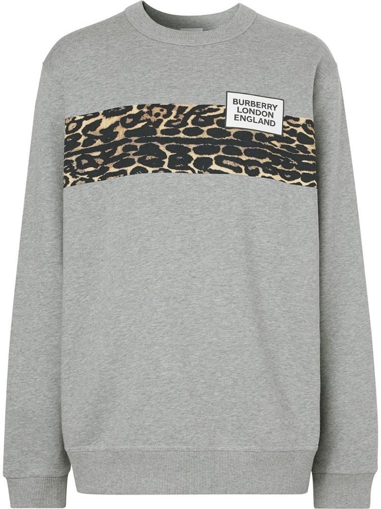 leopard print panel sweatshirt